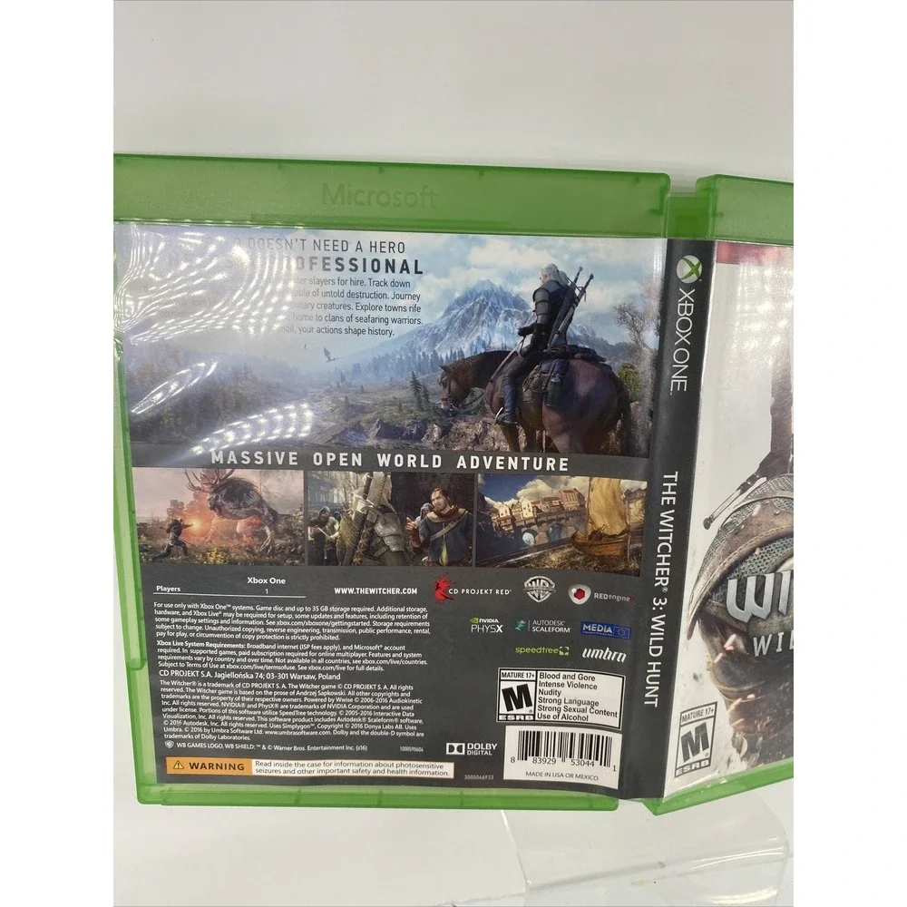 The Witcher: Wild‎ Hunt Xbox One Microsoft, XB1, Tested, Map Inside, Excellent!!